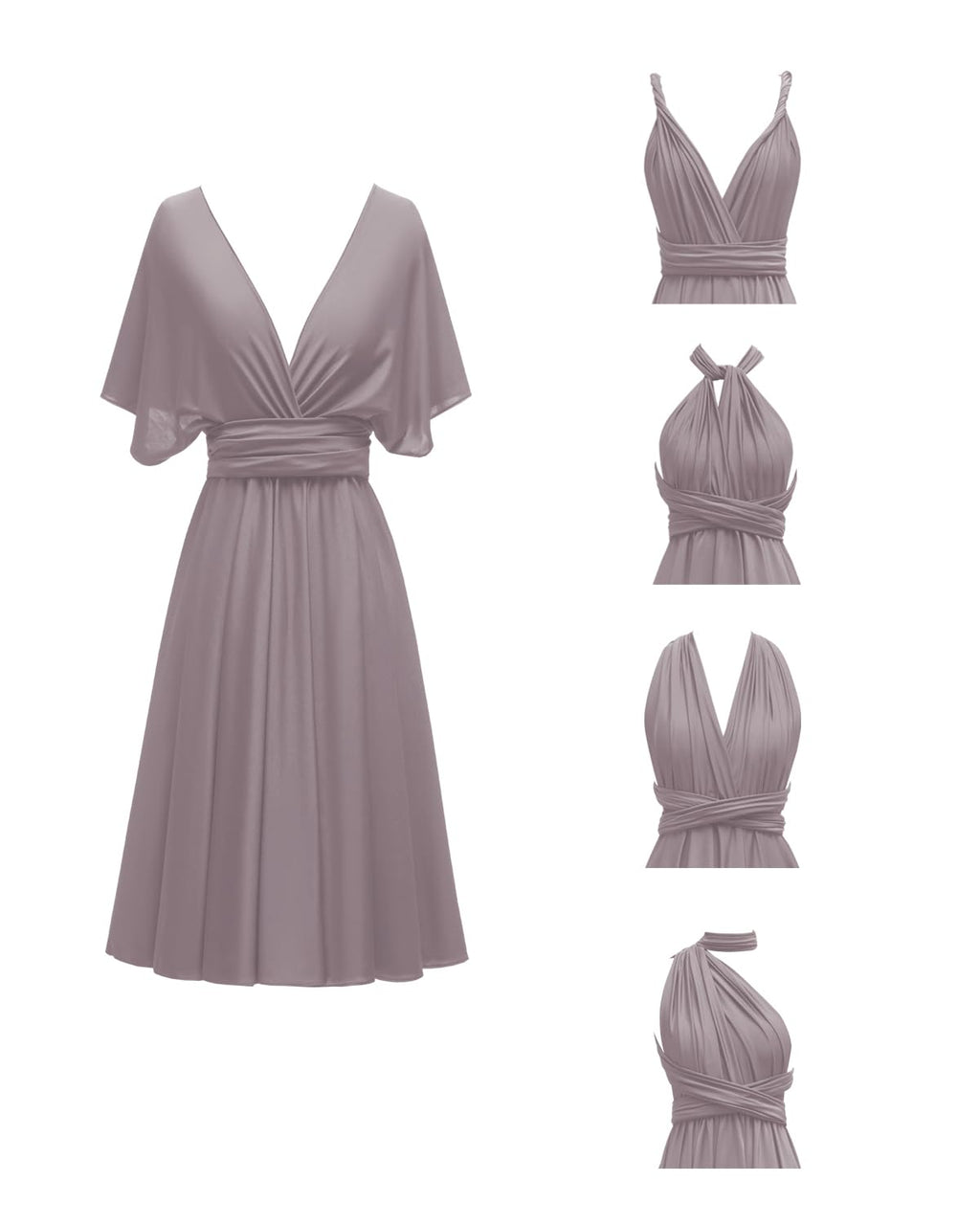 Knee Length Short Infinity Dress with Bandeau Convertible Bridesmaids Gown Multi Way Formal Dresses