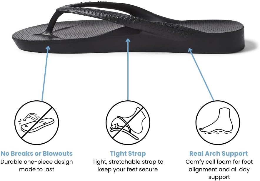 Archies Arch Support Flip Flops for Men & Women – Orthotic Sandals for Plantar Fasciitis Relief – Lightweight, Cushioning, Shock-Absorbing Thong Sandals for Walking, Foot Pain & All-Day Comfort