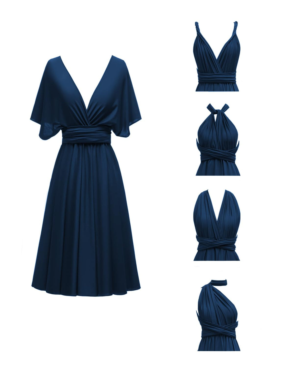 Knee Length Short Infinity Dress with Bandeau Convertible Bridesmaids Gown Multi Way Formal Dresses