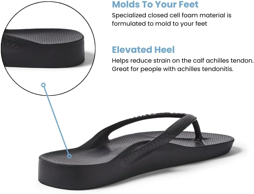 Archies Arch Support Flip Flops for Men & Women – Orthotic Sandals for Plantar Fasciitis Relief – Lightweight, Cushioning, Shock-Absorbing Thong Sandals for Walking, Foot Pain & All-Day Comfort