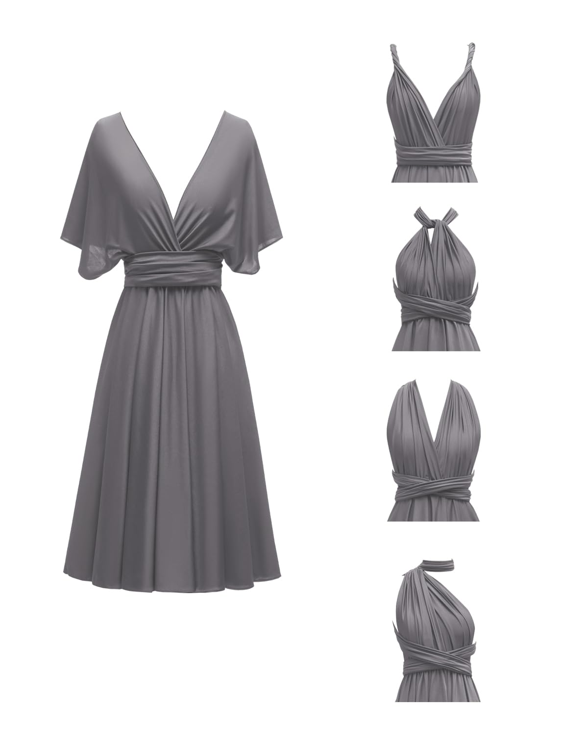 Knee Length Short Infinity Dress with Bandeau Convertible Bridesmaids Gown Multi Way Formal Dresses