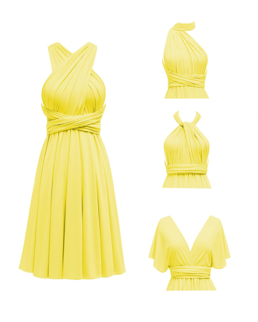 Knee Length Short Infinity Dress with Bandeau Convertible Bridesmaids Gown Multi Way Formal Dresses