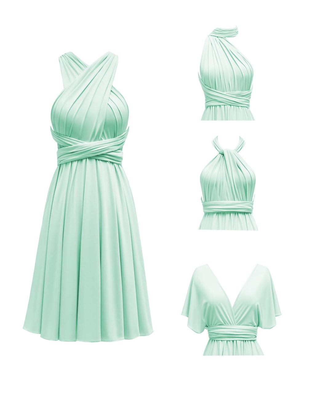 Knee Length Short Infinity Dress with Bandeau Convertible Bridesmaids Gown Multi Way Formal Dresses