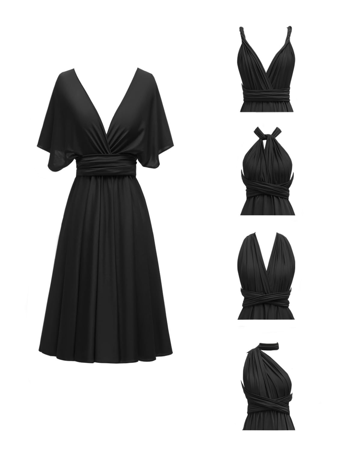 Knee Length Short Infinity Dress with Bandeau Convertible Bridesmaids Gown Multi Way Formal Dresses