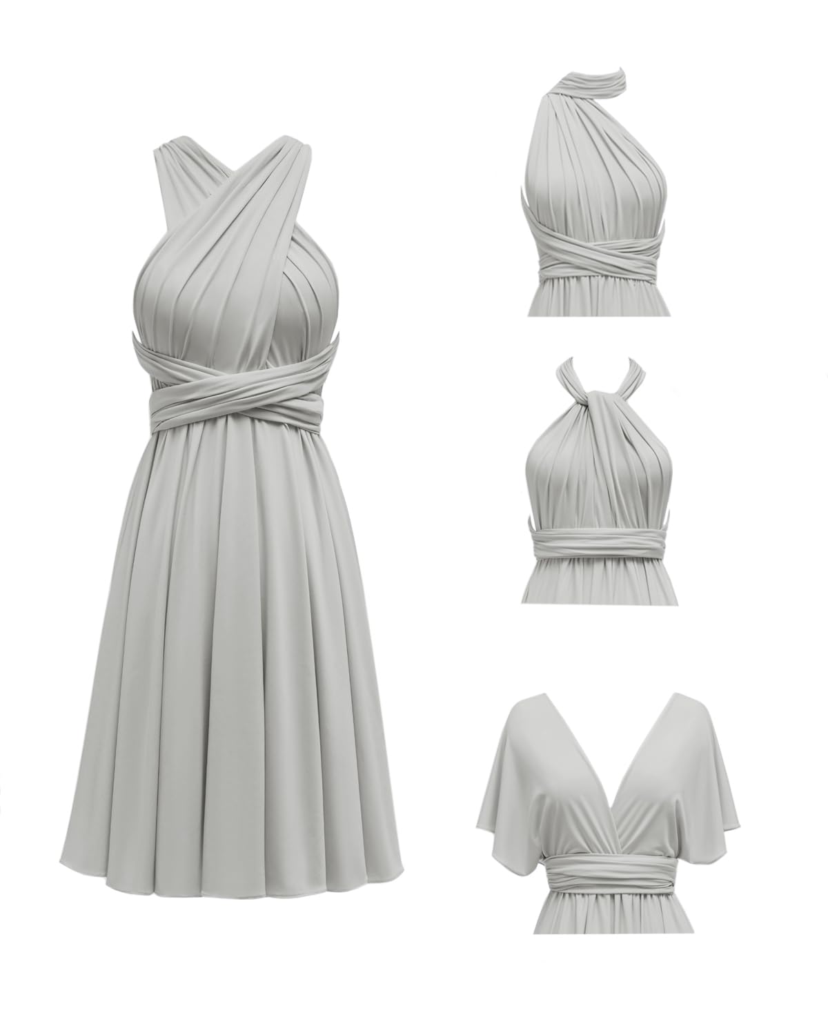 Knee Length Short Infinity Dress with Bandeau Convertible Bridesmaids Gown Multi Way Formal Dresses