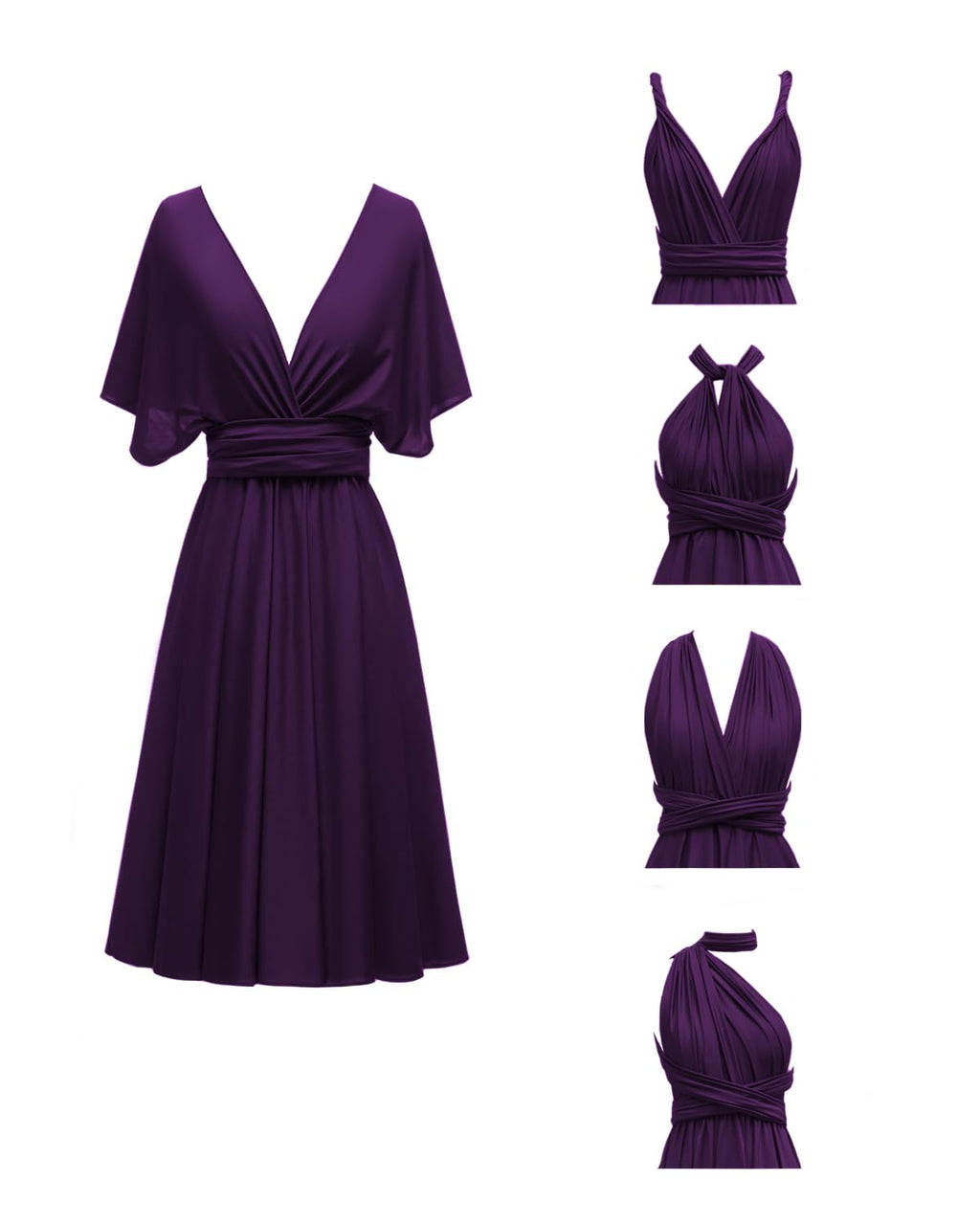 Knee Length Short Infinity Dress with Bandeau Convertible Bridesmaids Gown Multi Way Formal Dresses