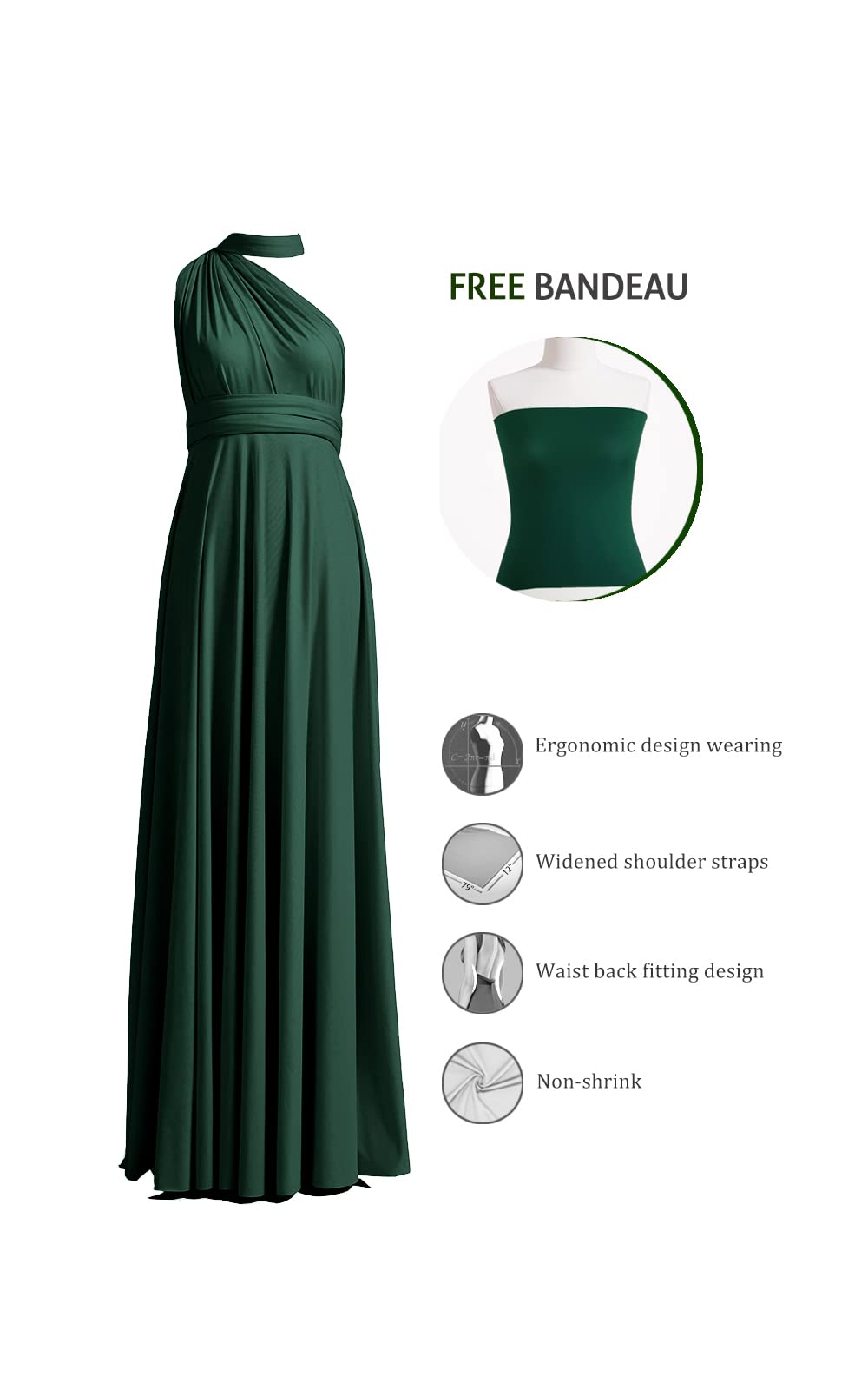 72styles Infinity Dress with Bandeau, Convertible Bridesmaid Dress, Long, Plus Size, Multi-Way Dress, Twist Wrap Dress