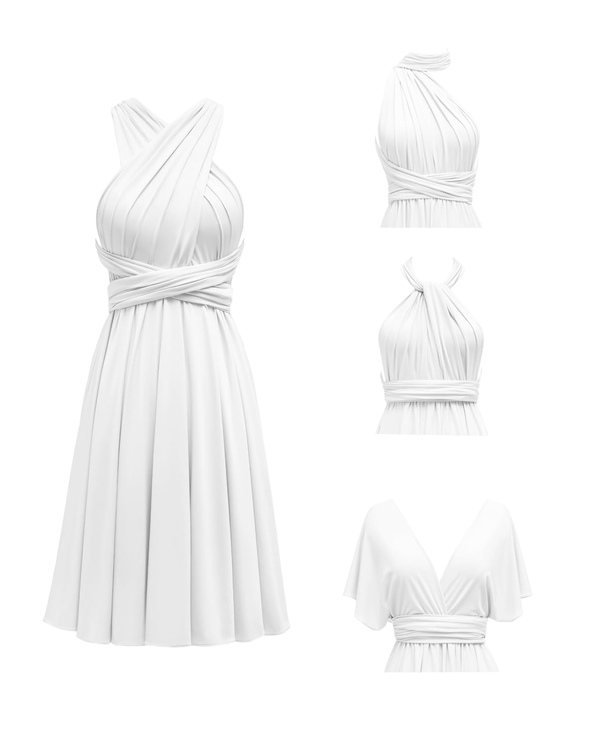 Knee Length Short Infinity Dress with Bandeau Convertible Bridesmaids Gown Multi Way Formal Dresses