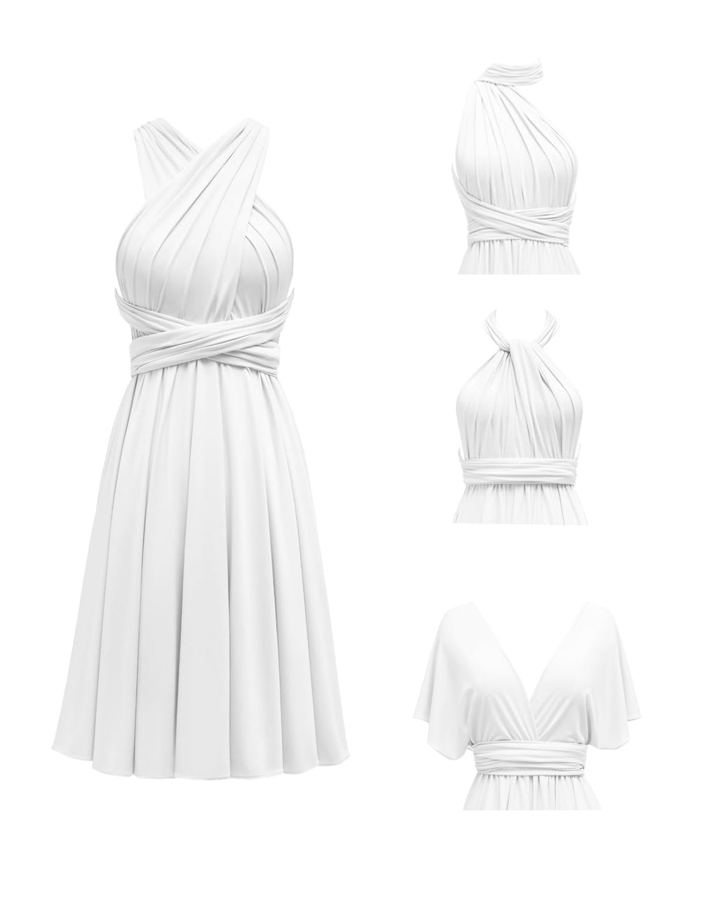 Knee Length Short Infinity Dress with Bandeau Convertible Bridesmaids Gown Multi Way Formal Dresses