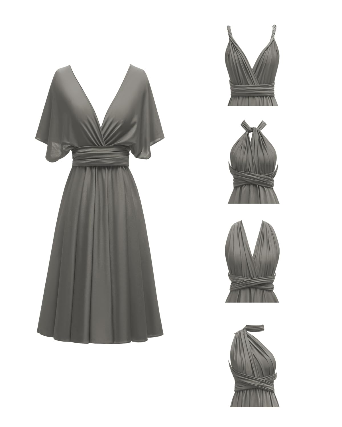 Knee Length Short Infinity Dress with Bandeau Convertible Bridesmaids Gown Multi Way Formal Dresses