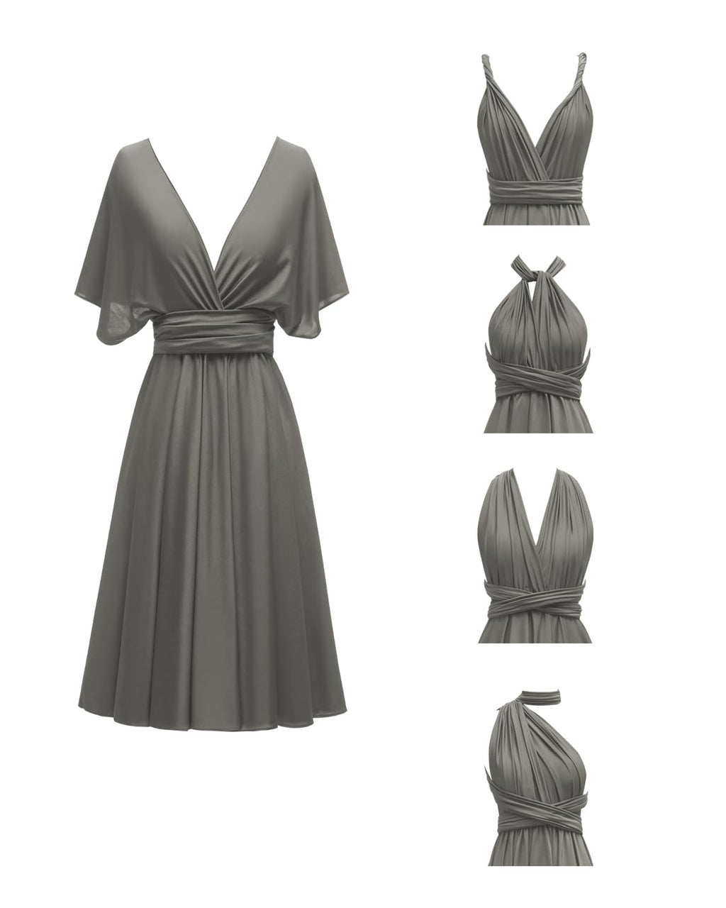 Knee Length Short Infinity Dress with Bandeau Convertible Bridesmaids Gown Multi Way Formal Dresses