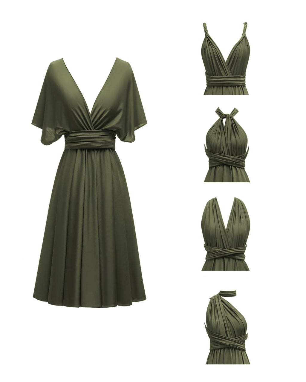 Knee Length Short Infinity Dress with Bandeau Convertible Bridesmaids Gown Multi Way Formal Dresses