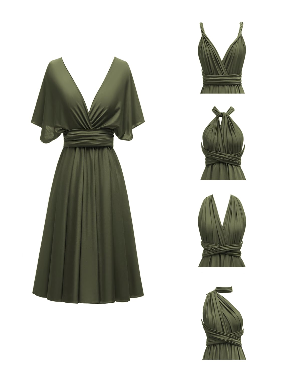 Knee Length Short Infinity Dress with Bandeau Convertible Bridesmaids Gown Multi Way Formal Dresses