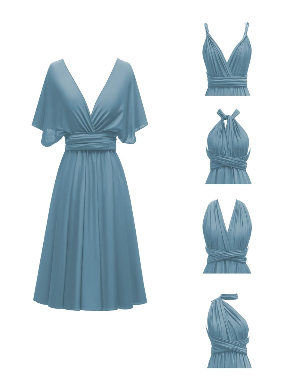 Knee Length Short Infinity Dress with Bandeau Convertible Bridesmaids Gown Multi Way Formal Dresses