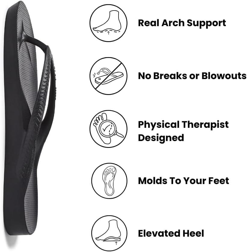 Archies Arch Support Flip Flops for Men & Women – Orthotic Sandals for Plantar Fasciitis Relief – Lightweight, Cushioning, Shock-Absorbing Thong Sandals for Walking, Foot Pain & All-Day Comfort