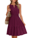 MEROKEETY Women's 2026 Summer Casual Mini Sundress Beach Vacation Sleeveless V Neck Flowy A Line Dress with Pockets