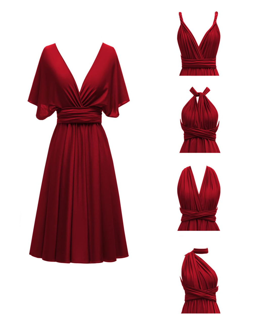 Knee Length Short Infinity Dress with Bandeau Convertible Bridesmaids Gown Multi Way Formal Dresses