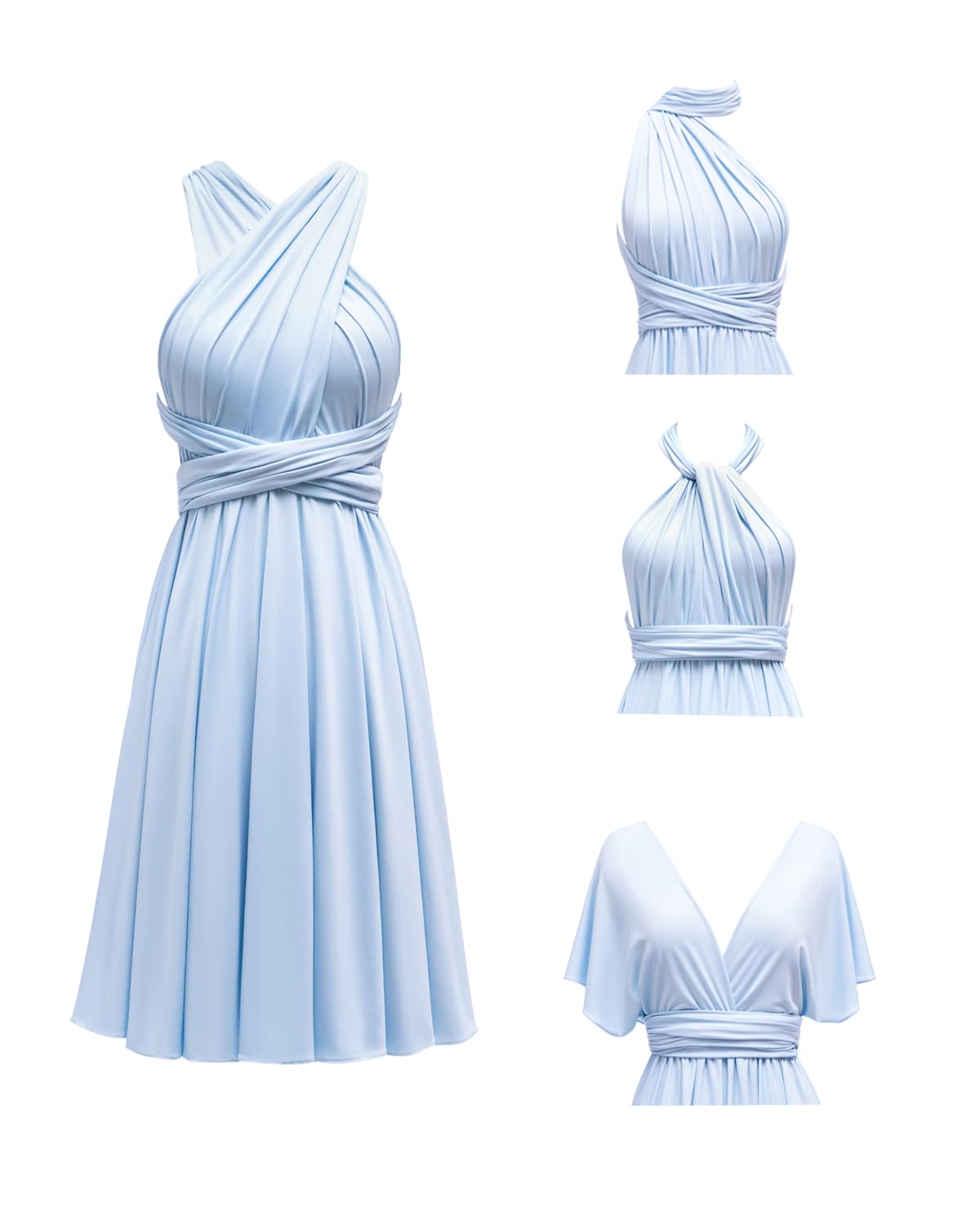Knee Length Short Infinity Dress with Bandeau Convertible Bridesmaids Gown Multi Way Formal Dresses