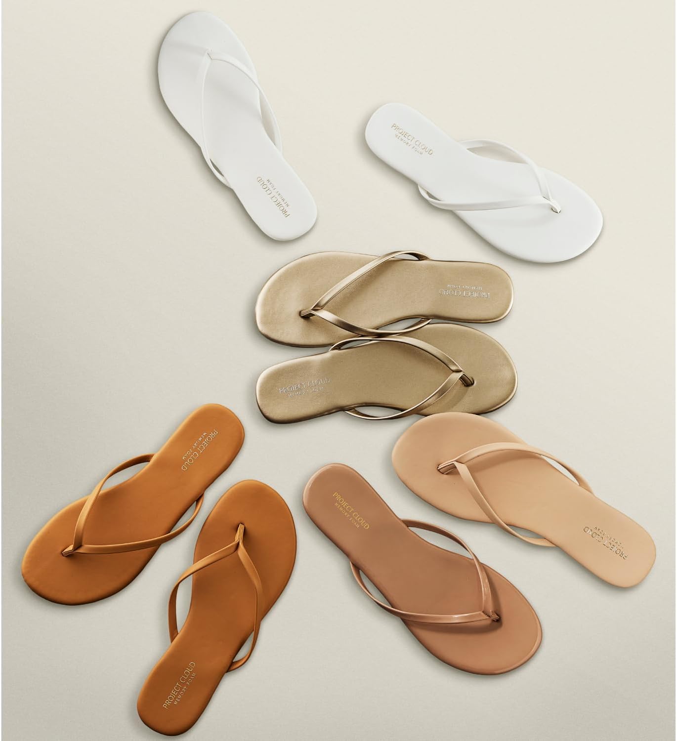 Project Cloud Flip Flops for Women Footwear- Lightweight and Memory Foam Insole Sandals for Women 2026 - Durable Non-Slip Beach Essentials Flats for Women Sandals (Foundations)