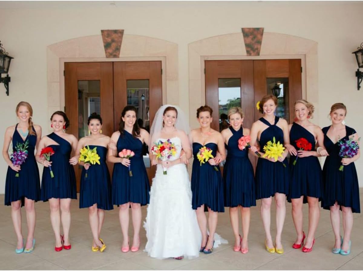 Knee Length Short Infinity Dress with Bandeau Convertible Bridesmaids Gown Multi Way Formal Dresses