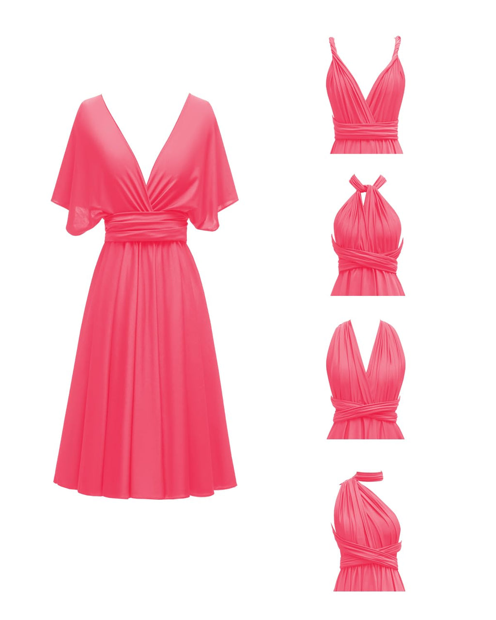 Knee Length Short Infinity Dress with Bandeau Convertible Bridesmaids Gown Multi Way Formal Dresses