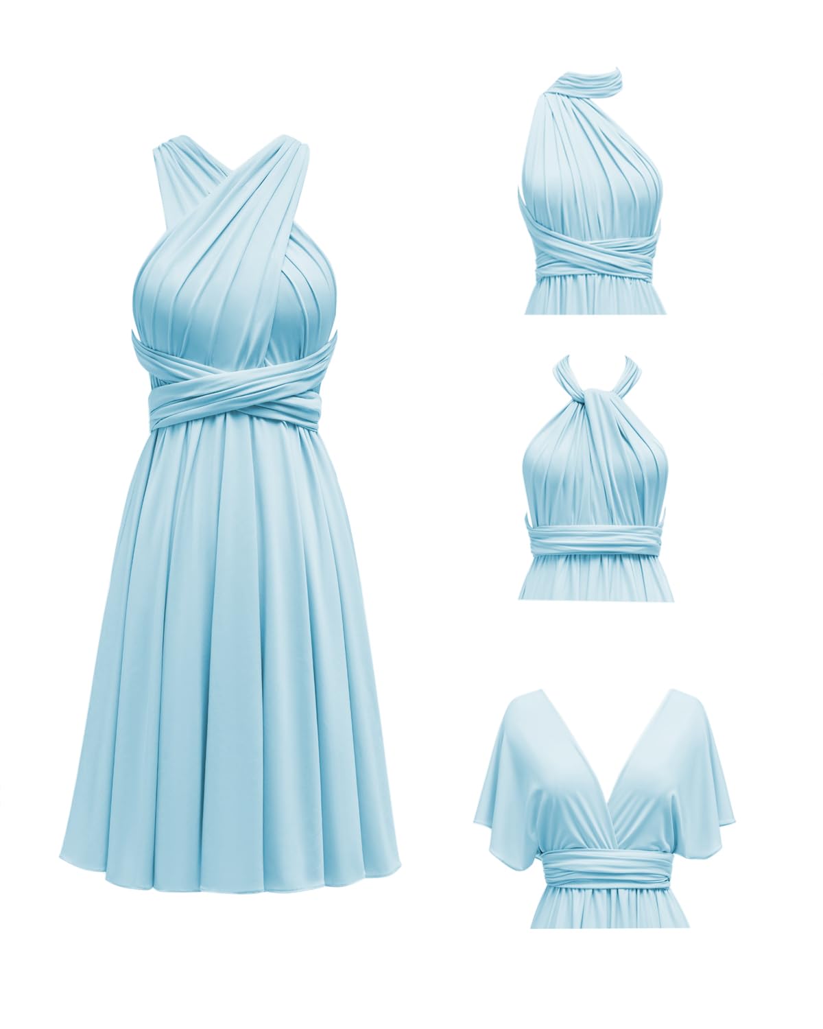 Knee Length Short Infinity Dress with Bandeau Convertible Bridesmaids Gown Multi Way Formal Dresses