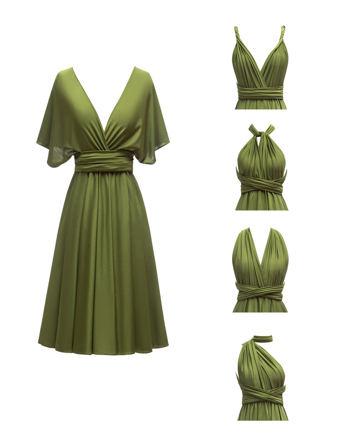 Knee Length Short Infinity Dress with Bandeau Convertible Bridesmaids Gown Multi Way Formal Dresses