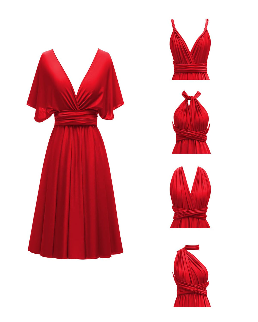 Knee Length Short Infinity Dress with Bandeau Convertible Bridesmaids Gown Multi Way Formal Dresses