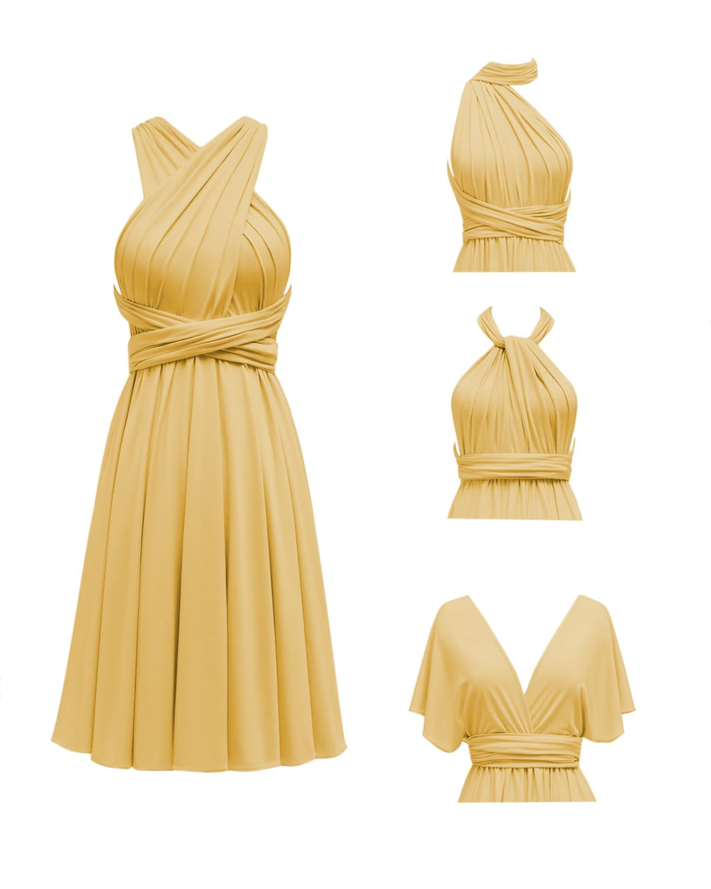 Knee Length Short Infinity Dress with Bandeau Convertible Bridesmaids Gown Multi Way Formal Dresses