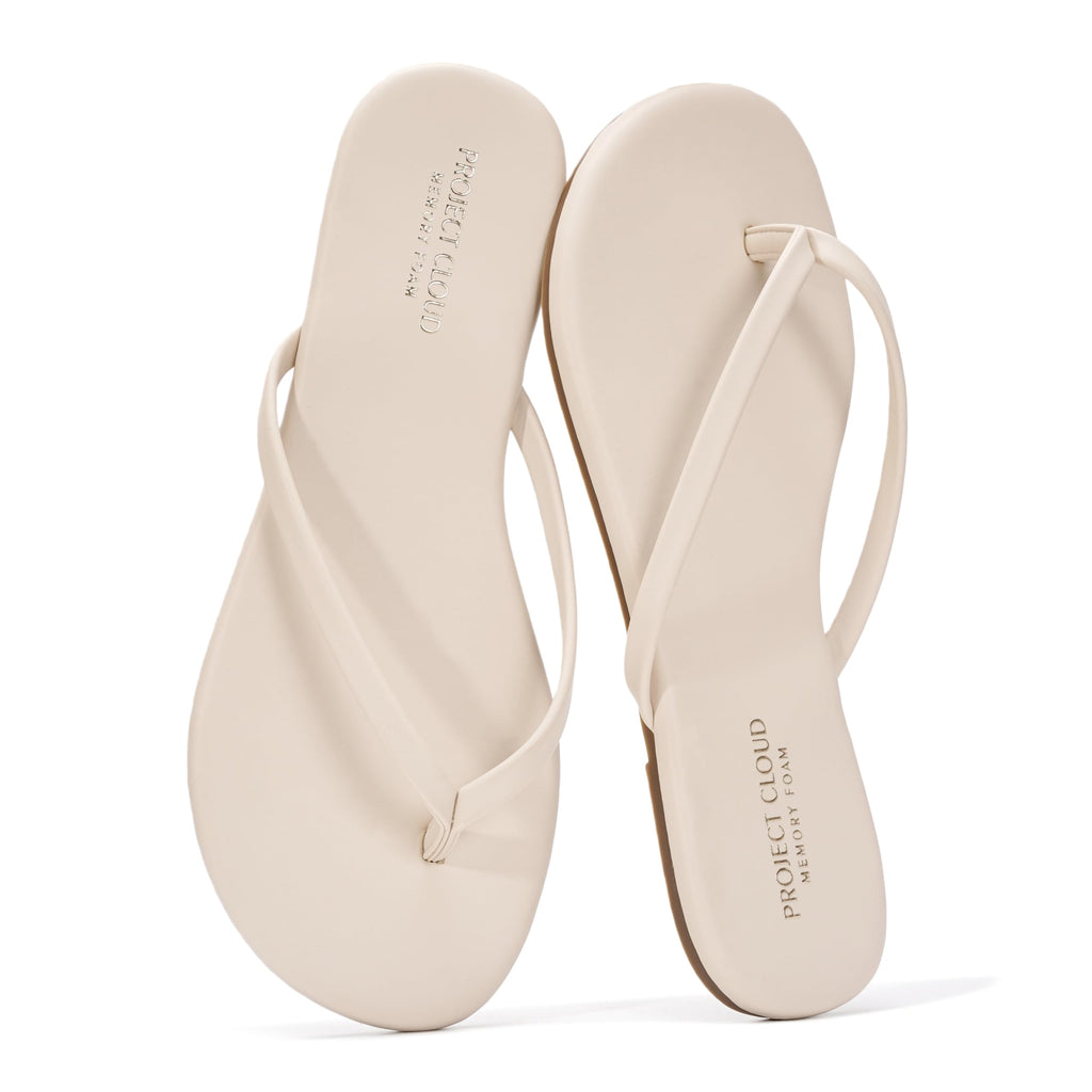 Project Cloud Flip Flops for Women Footwear- Lightweight and Memory Foam Insole Sandals for Women 2026 - Durable Non-Slip Beach Essentials Flats for Women Sandals (Foundations)