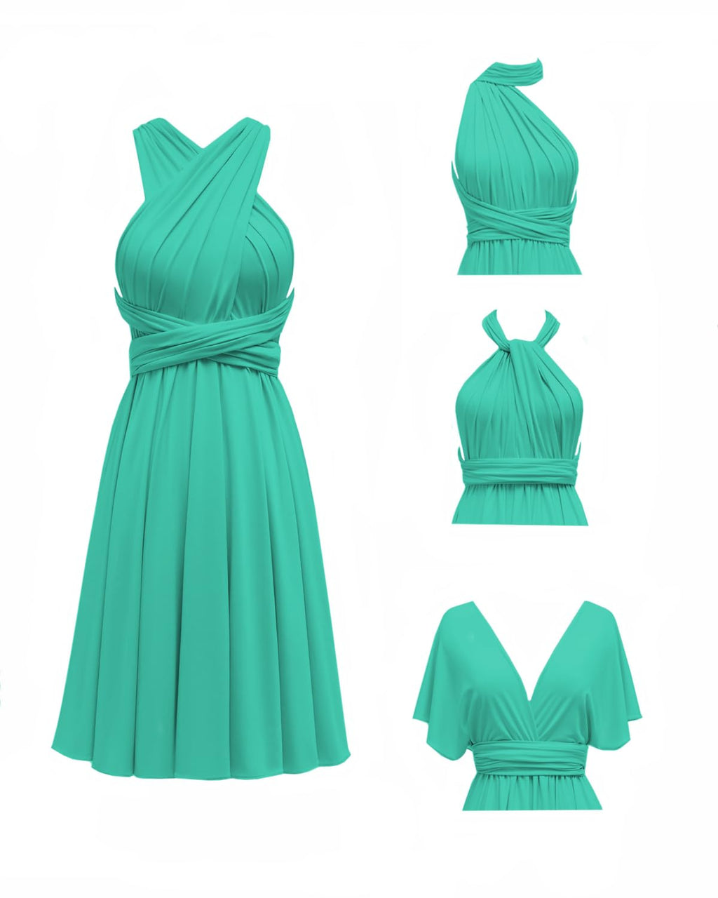 Knee Length Short Infinity Dress with Bandeau Convertible Bridesmaids Gown Multi Way Formal Dresses