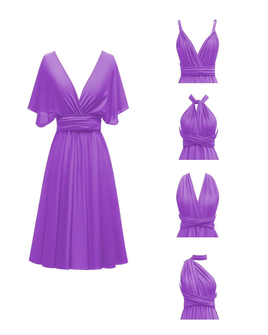 Knee Length Short Infinity Dress with Bandeau Convertible Bridesmaids Gown Multi Way Formal Dresses