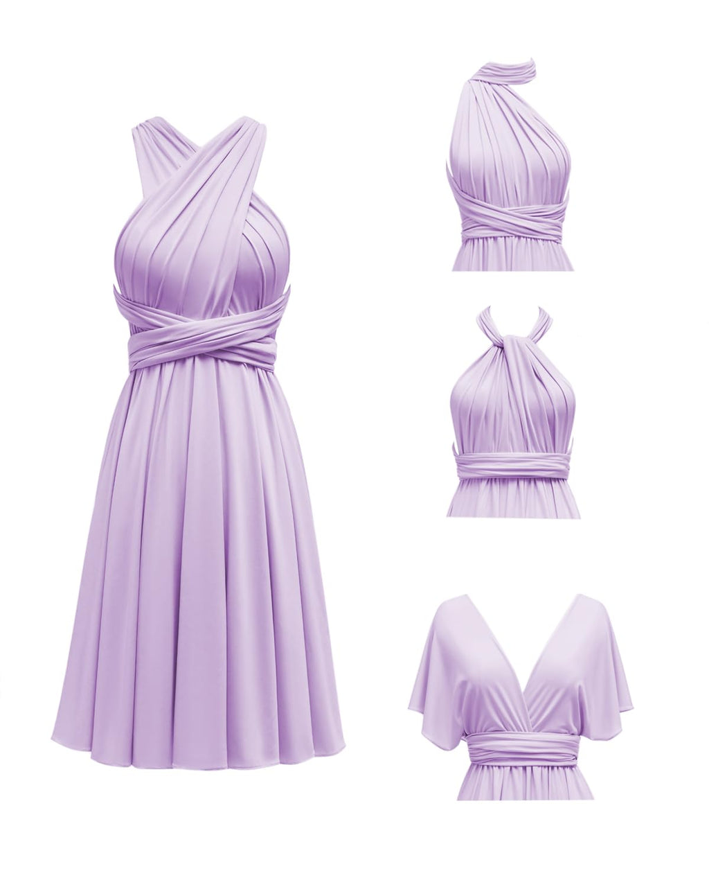 Knee Length Short Infinity Dress with Bandeau Convertible Bridesmaids Gown Multi Way Formal Dresses