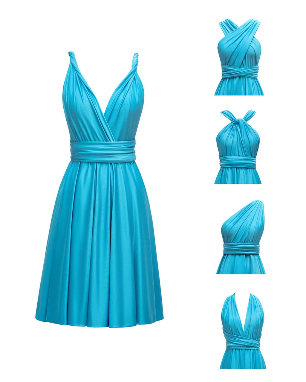 Knee Length Short Infinity Dress with Bandeau Convertible Bridesmaids Gown Multi Way Formal Dresses