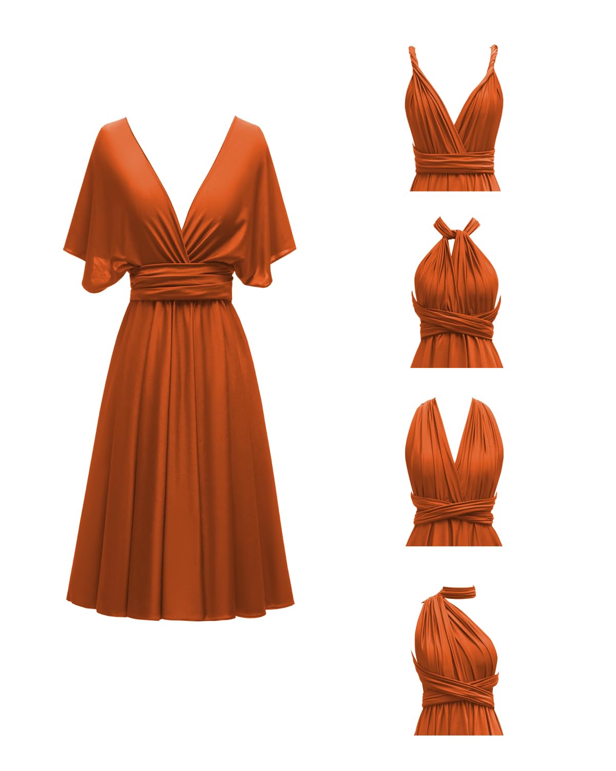 Knee Length Short Infinity Dress with Bandeau Convertible Bridesmaids Gown Multi Way Formal Dresses