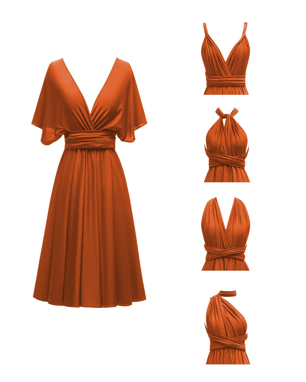 Knee Length Short Infinity Dress with Bandeau Convertible Bridesmaids Gown Multi Way Formal Dresses