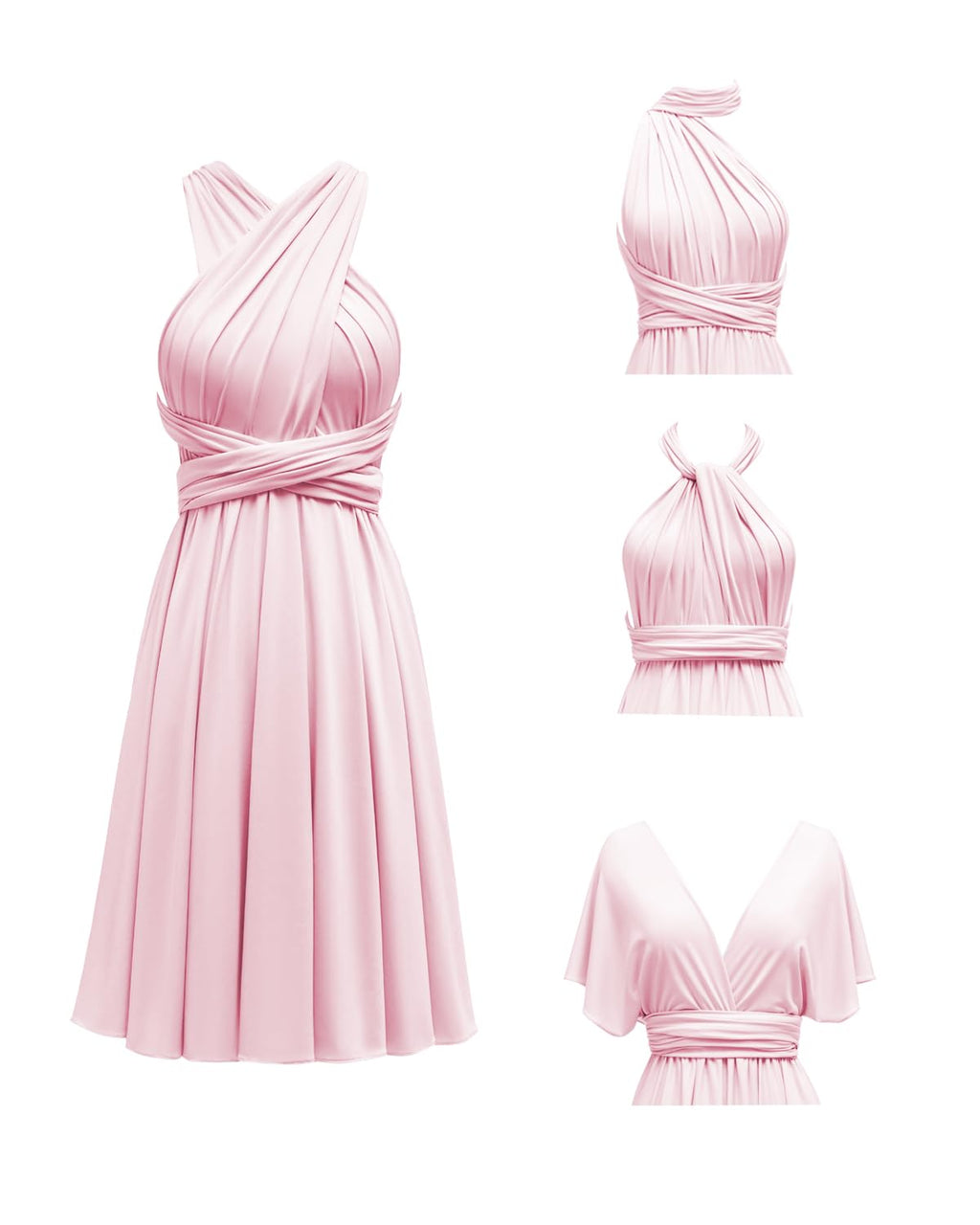 Knee Length Short Infinity Dress with Bandeau Convertible Bridesmaids Gown Multi Way Formal Dresses