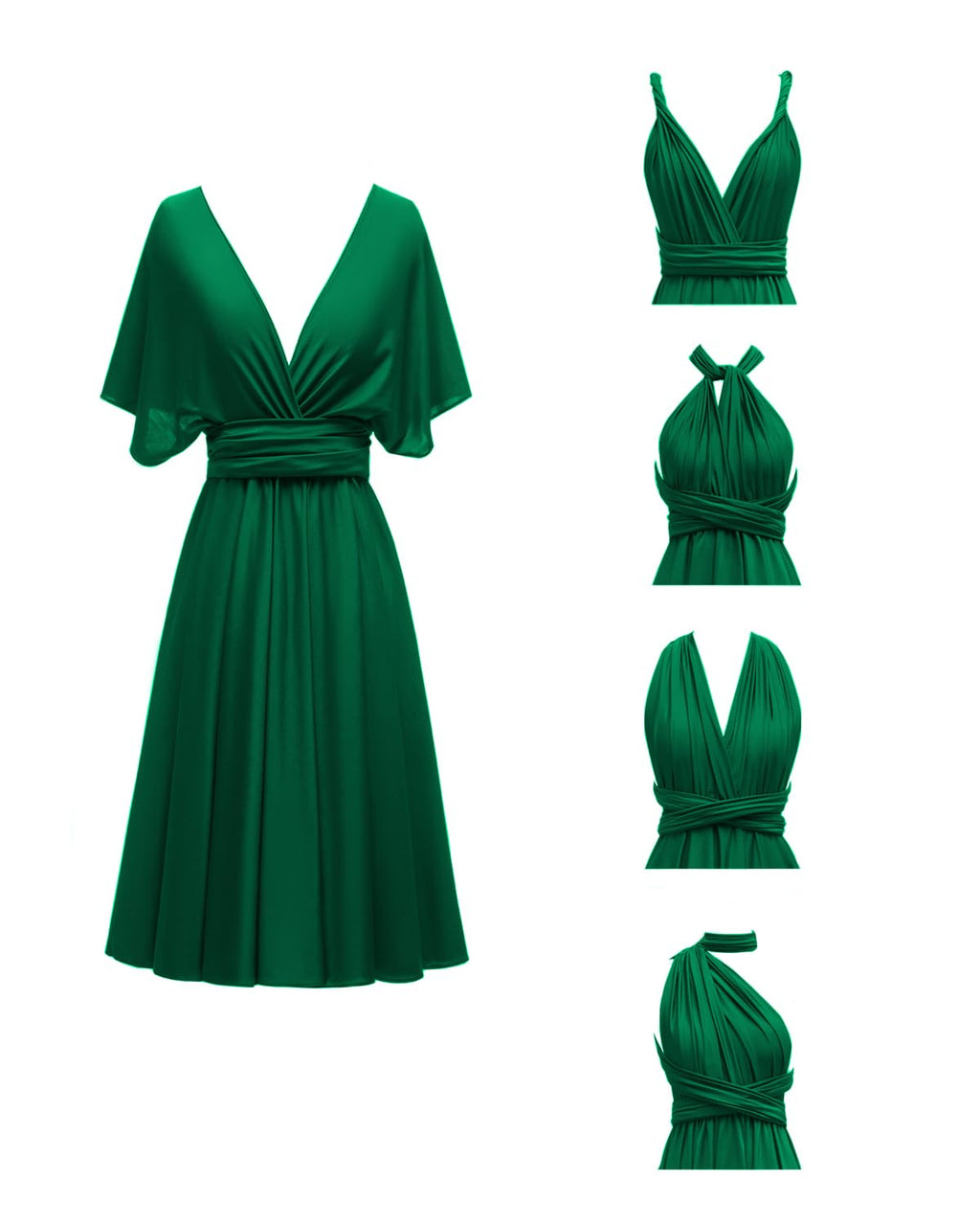 Knee Length Short Infinity Dress with Bandeau Convertible Bridesmaids Gown Multi Way Formal Dresses