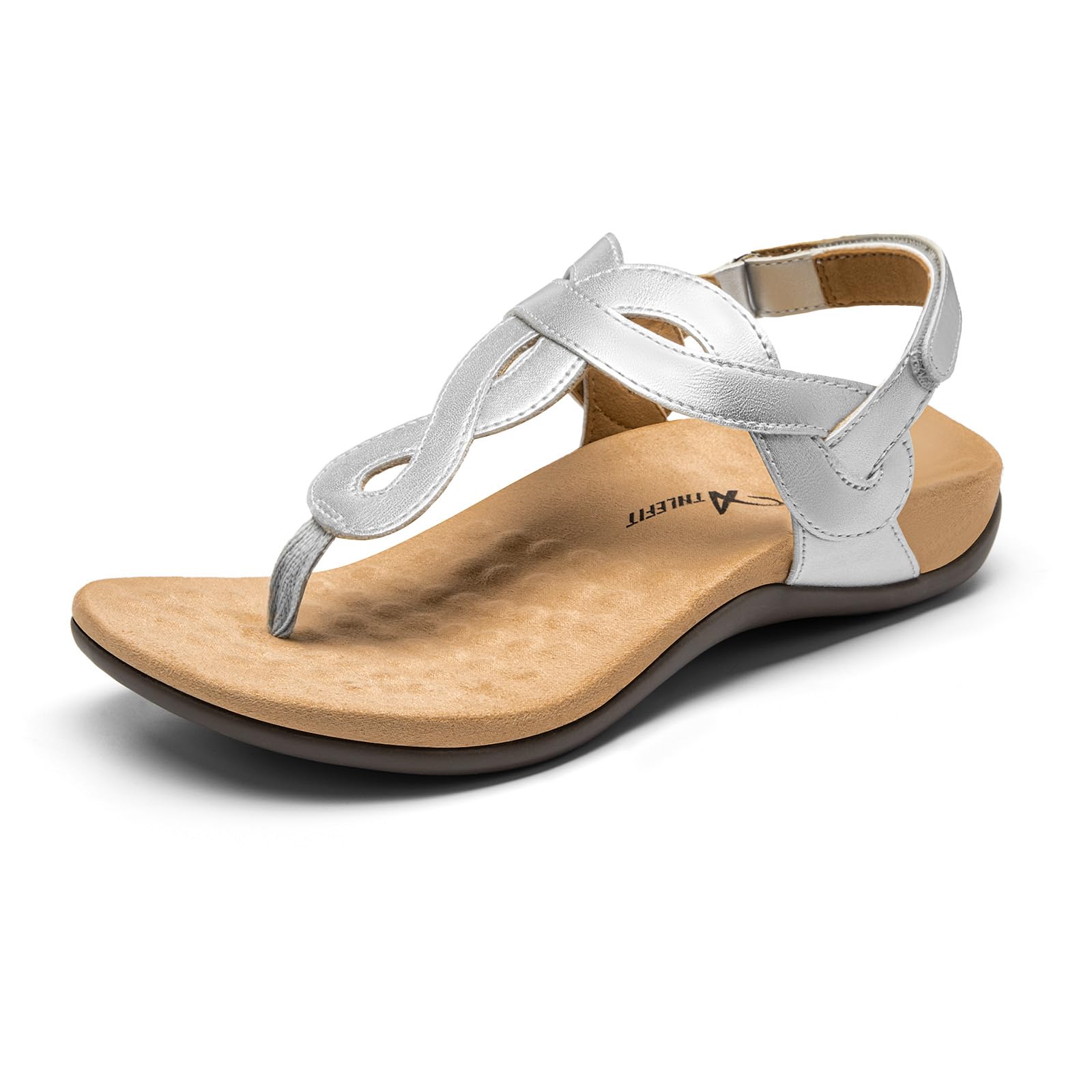 Athlefit Women's Orthopedic Arch Support Sandals Comfortable Thong T-Strap Orthotic Casual Flat Sandals