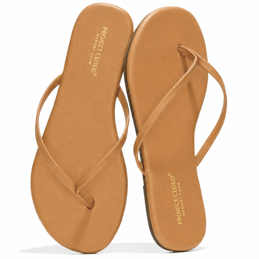 Project Cloud Flip Flops for Women Footwear- Lightweight and Memory Foam Insole Sandals for Women 2026 - Durable Non-Slip Beach Essentials Flats for Women Sandals (Foundations)