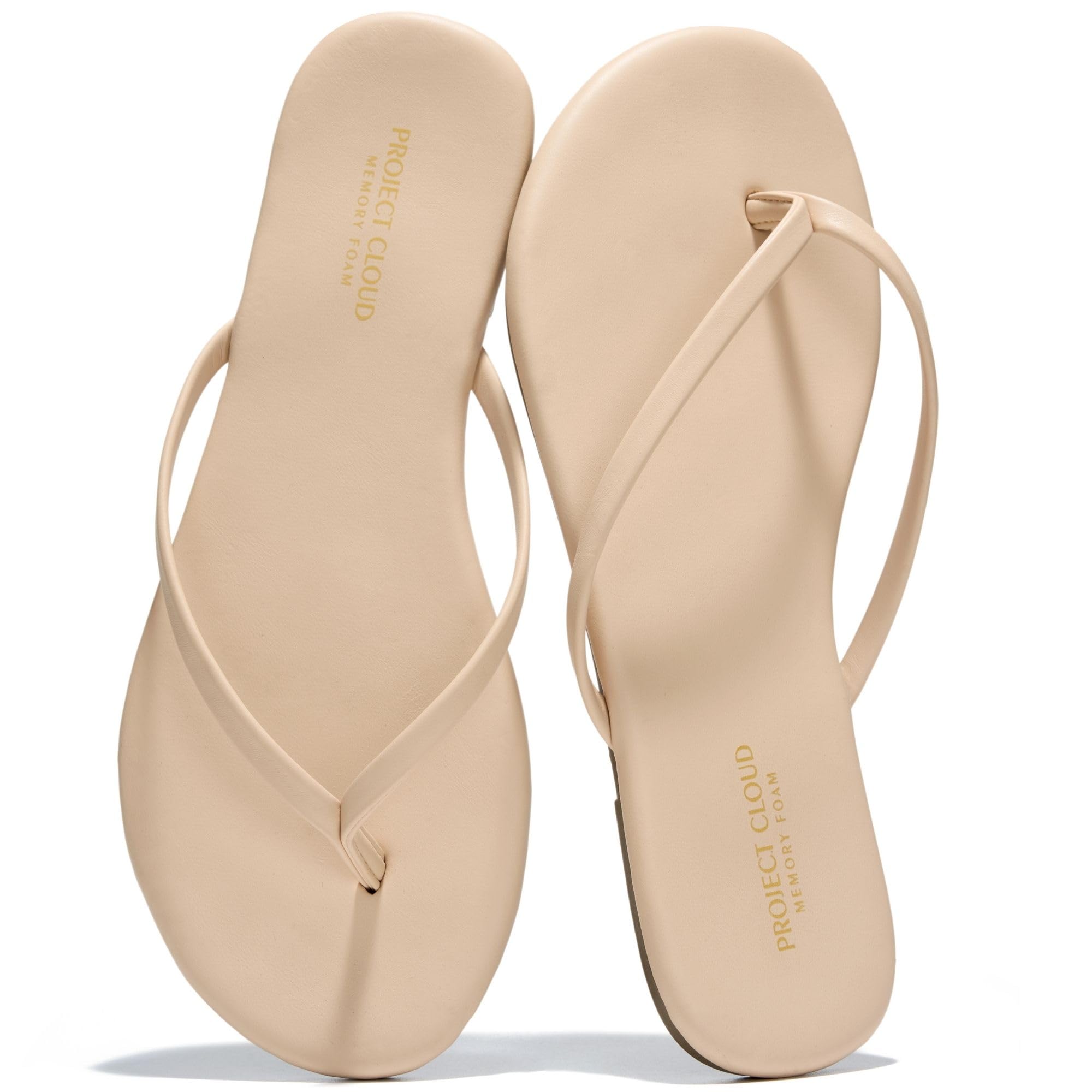 Project Cloud Flip Flops for Women Footwear- Lightweight and Memory Foam Insole Sandals for Women 2026 - Durable Non-Slip Beach Essentials Flats for Women Sandals (Foundations)