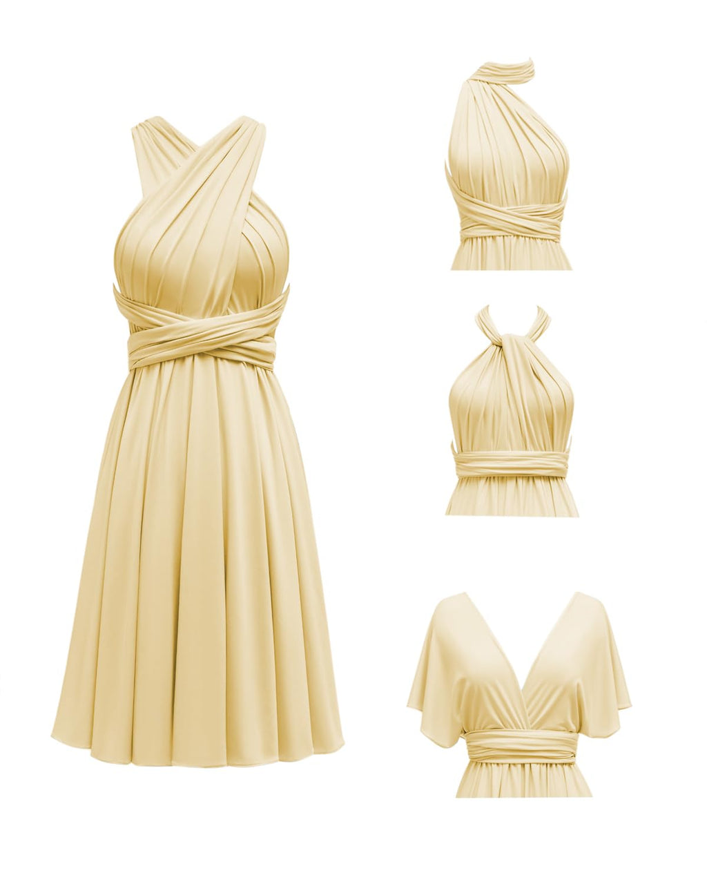 Knee Length Short Infinity Dress with Bandeau Convertible Bridesmaids Gown Multi Way Formal Dresses