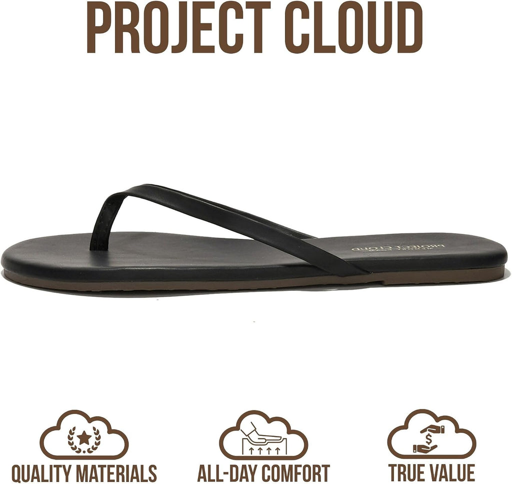 Project Cloud Flip Flops for Women Footwear- Lightweight and Memory Foam Insole Sandals for Women 2026 - Durable Non-Slip Beach Essentials Flats for Women Sandals (Foundations)