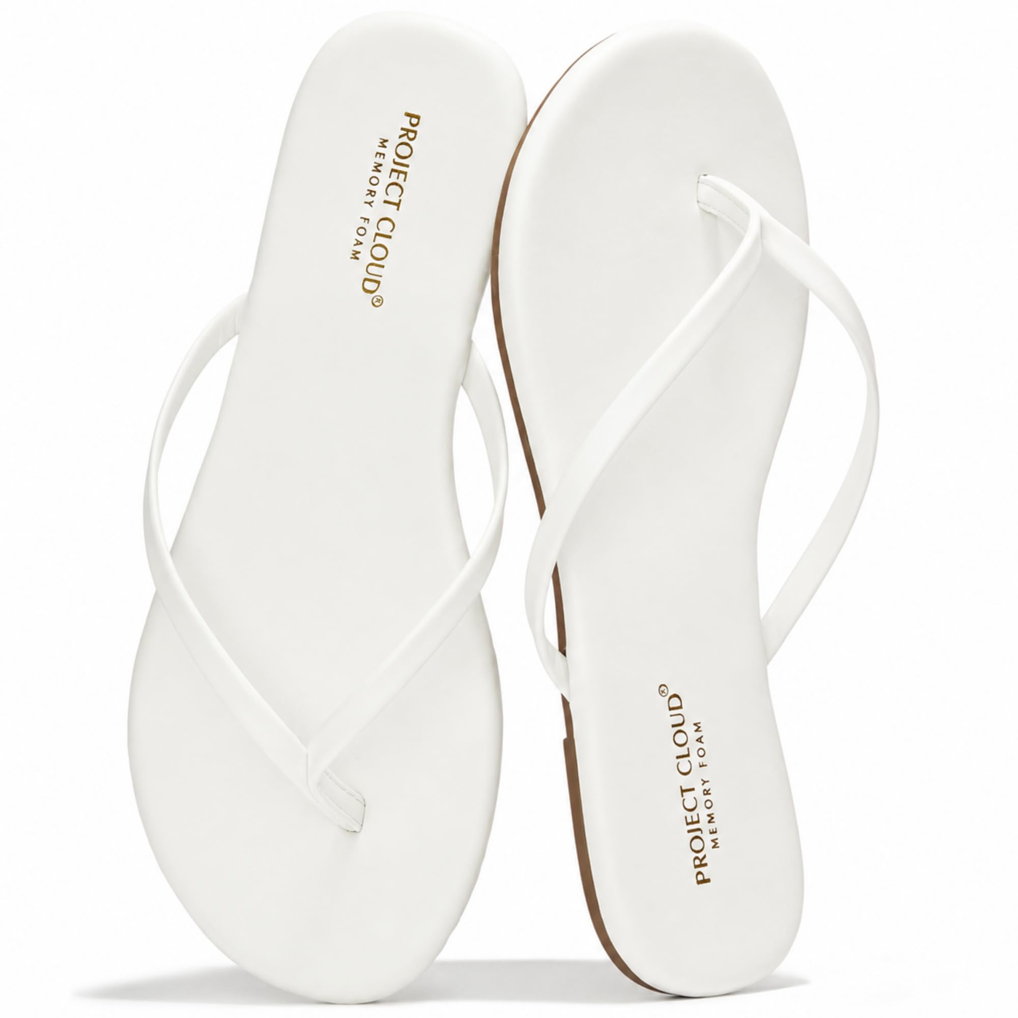 Project Cloud Flip Flops for Women Footwear- Lightweight and Memory Foam Insole Sandals for Women 2026 - Durable Non-Slip Beach Essentials Flats for Women Sandals (Foundations)