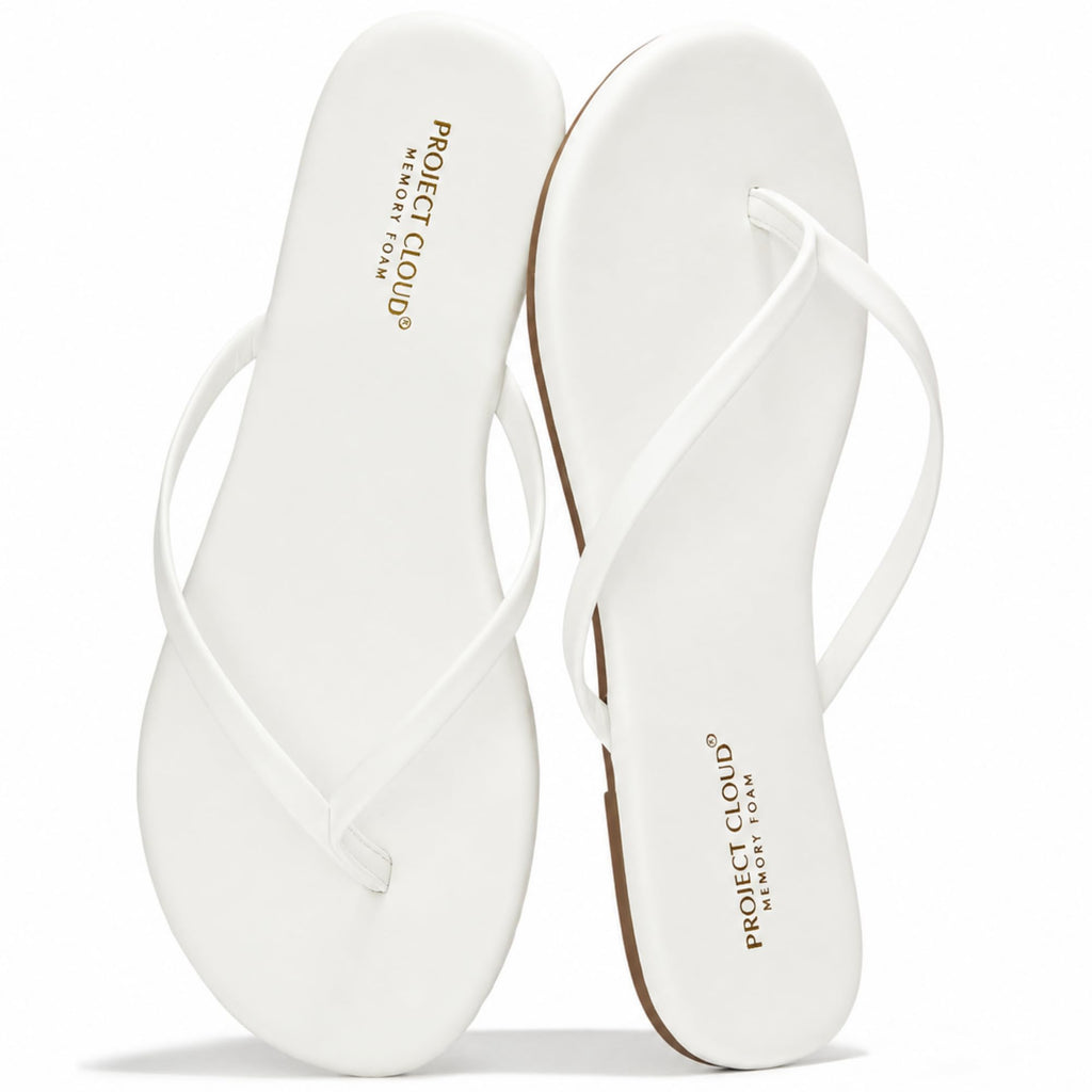 Project Cloud Flip Flops for Women Footwear- Lightweight and Memory Foam Insole Sandals for Women 2026 - Durable Non-Slip Beach Essentials Flats for Women Sandals (Foundations)