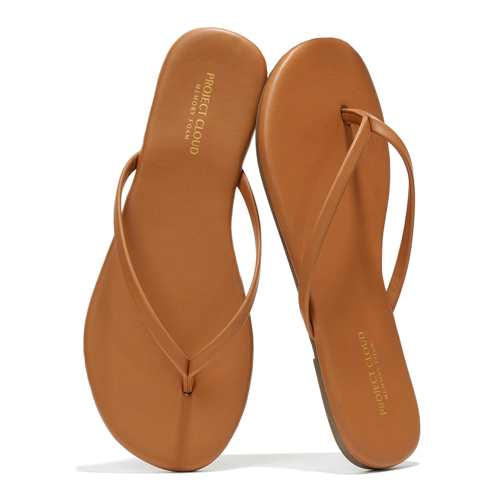 Project Cloud Flip Flops for Women Footwear- Lightweight and Memory Foam Insole Sandals for Women 2026 - Durable Non-Slip Beach Essentials Flats for Women Sandals (Foundations)