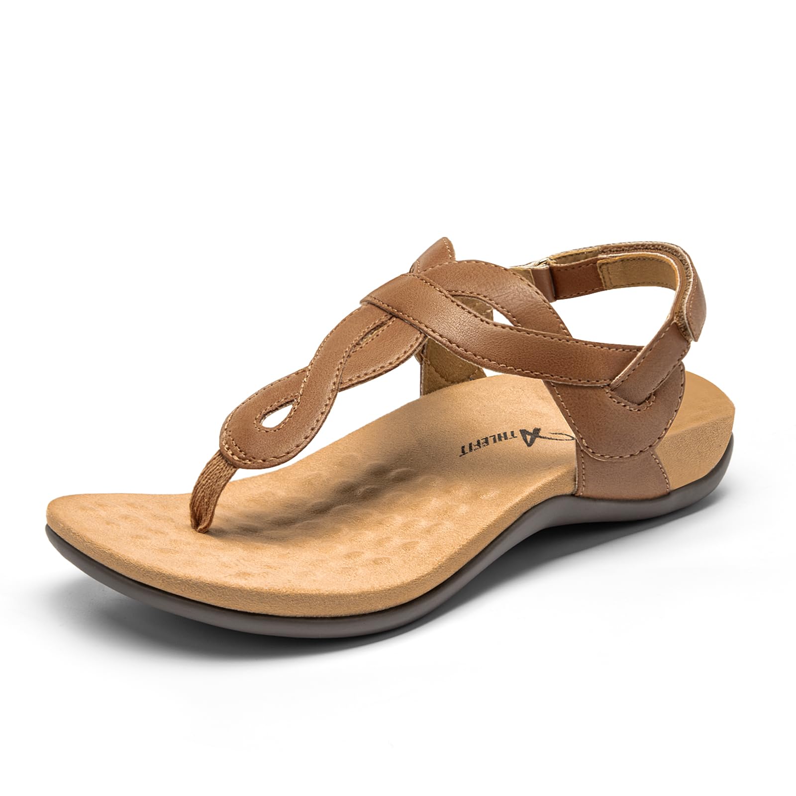 Athlefit Women's Orthopedic Arch Support Sandals Comfortable Thong T-Strap Orthotic Casual Flat Sandals