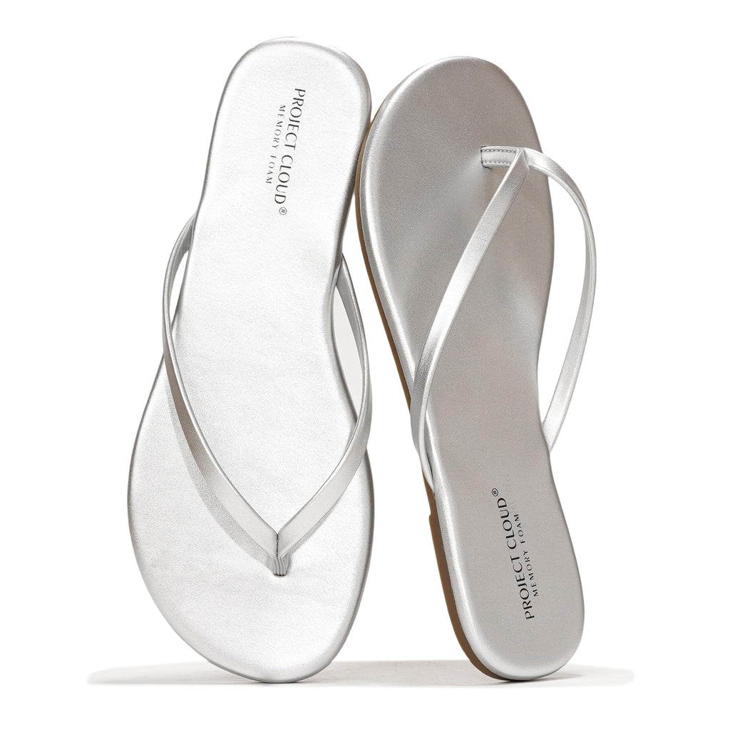 Project Cloud Flip Flops for Women Footwear- Lightweight and Memory Foam Insole Sandals for Women 2026 - Durable Non-Slip Beach Essentials Flats for Women Sandals (Foundations)