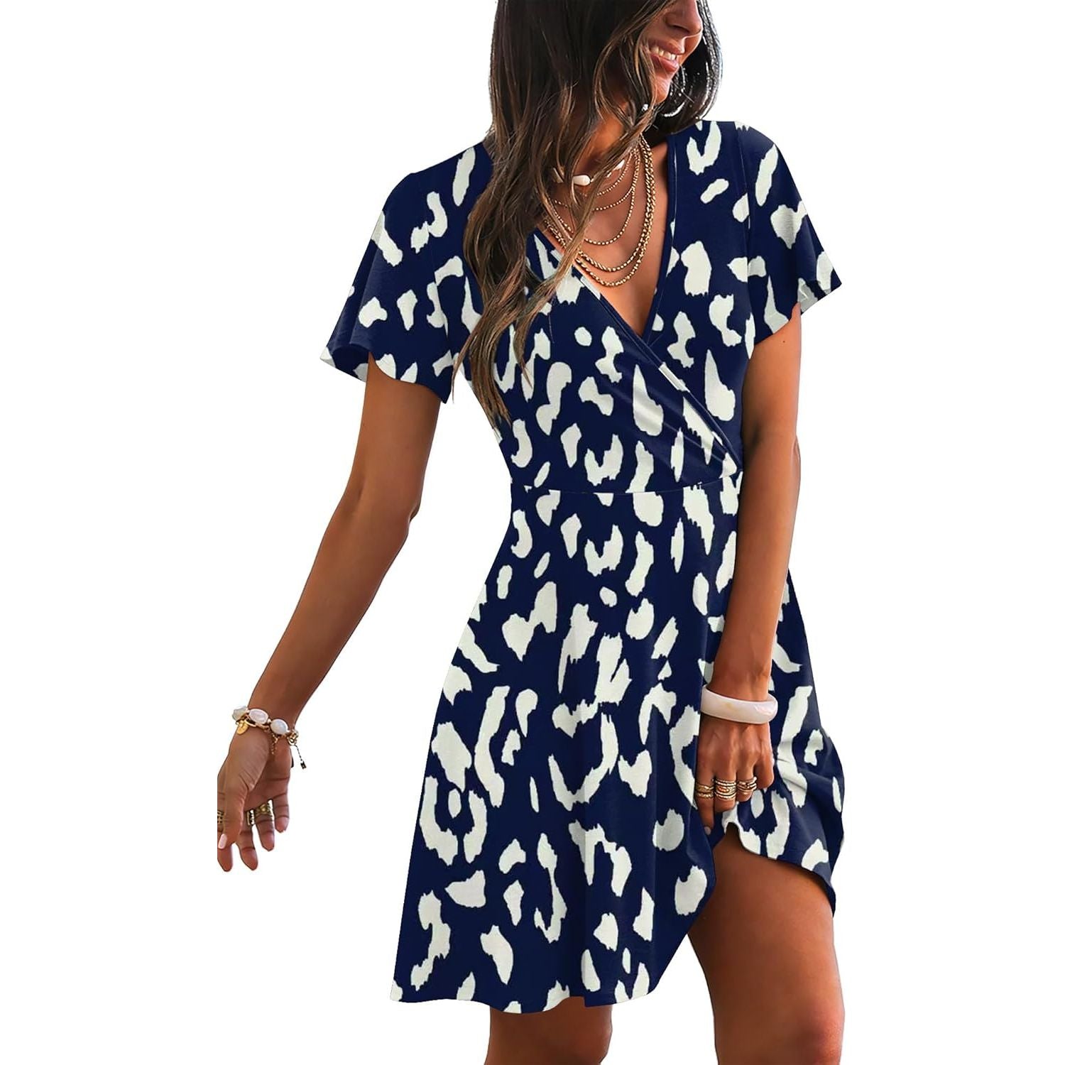RUMIA Womens Casual Dresses Wrap V Neck Dress A-Line Ruffle Sleeve Summer Sundress Fashion 2026