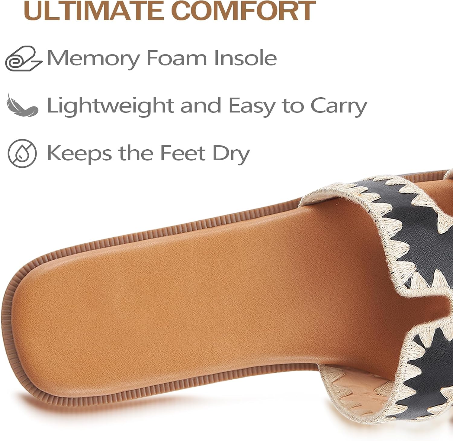 Womens Sandals Slip On Fashion Flat Sandals Soft Memory Foam Slides Comfortable Leather Open Toe Slide For Summer Dressy 2026